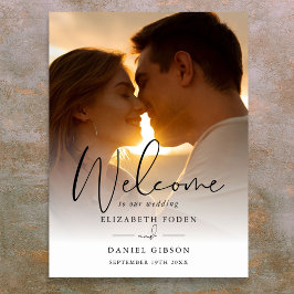 Elegant Script Foto Trouw Welkom Bord Poster