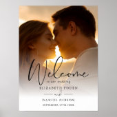Elegant Script Foto Trouw Welkom Bord Poster (Voorkant)