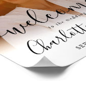 Elegant Script Foto Trouw Welkom Bord Poster (Hoek)