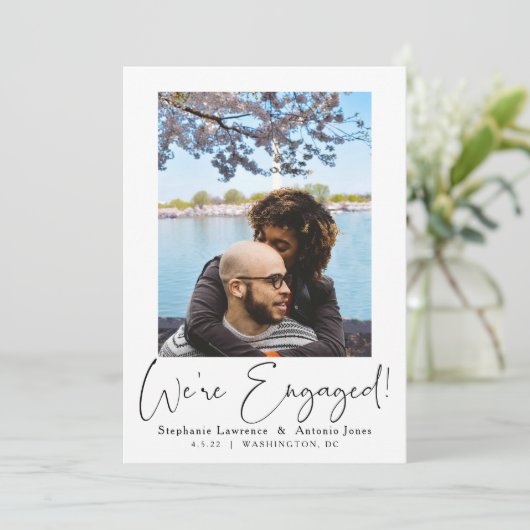 Elegant Script Foto Trouwfeest Uitnodiging (Staand voorkant)