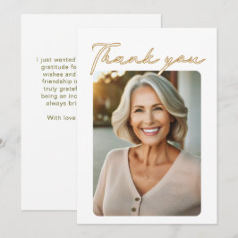 Elegant Script Foto Verjaardag Bedankkaart