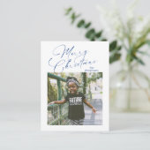 Elegant Script Foto Vrolijk Kerstfeest Feestdagenkaart (Staand voorkant)