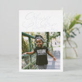 Elegant Script Foto Vrolijk Kerstfeest Folie Feestdagenkaart (Staand Voorkant)