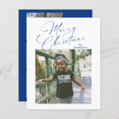 Elegant Script Foto Vrolijk Kerstfeest Kaart (Voorkant / Achterkant)