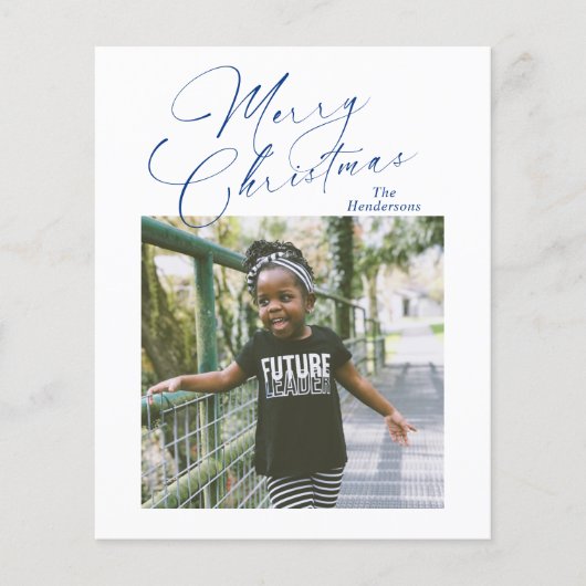 Elegant Script Foto Vrolijk Kerstfeest Kaart (Voorkant)