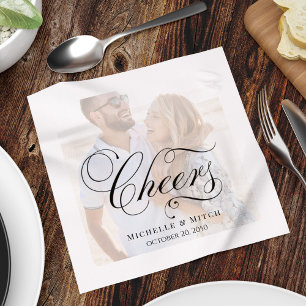 Elegant Script Foto Wedding Cheers Custom Servet