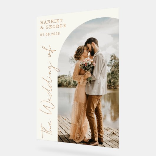 Elegant Script Foto Welkom Trouwbord Acryl Bord (Hoek)