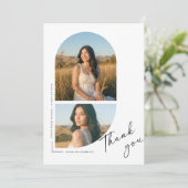 Elegant Script Foto Zwart Wit Afstuderen Bedankkaart (Staand voorkant)