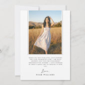 Elegant Script Foto Zwart Wit Afstuderen Bedankkaart (Achterkant)