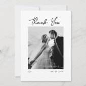 Elegant Script Foto Zwart-wit bruiloft Bedankkaart (Voorkant)