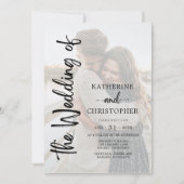 Elegant Script Foto Zwart Wit Formele Huwelijk Kaart (Voorkant)