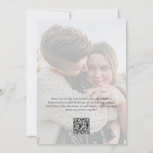 Elegant Script Foto Zwart Wit Formele Huwelijk Kaart (Achterkant)