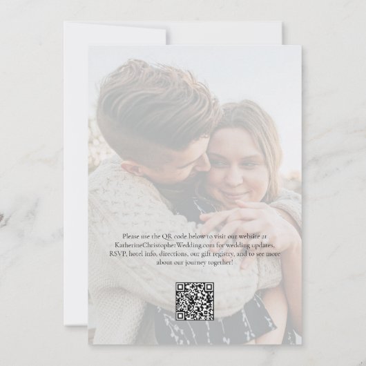 Elegant Script Foto Zwart Wit Formele Huwelijk Kaart (Achterkant)