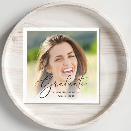 Elegant Script-fotobedekking Graduparty Servet