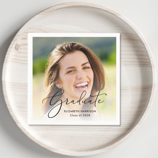 Elegant Script-fotobedekking Graduparty Servet