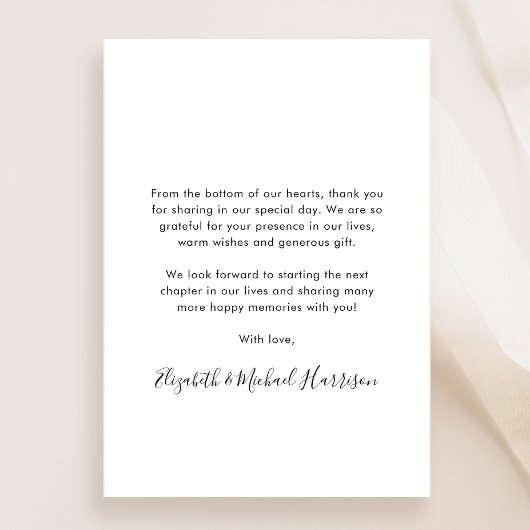 Elegant Script Fotocollage Bruiloft Bedankkaart