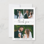 Elegant Script Fotocollage Bruiloft Bedankkaart (Voorkant)