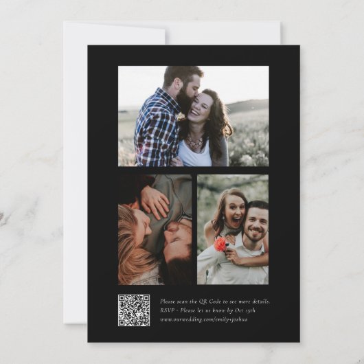 Elegant Script Fotocollage Bruiloft Kaart (Achterkant)