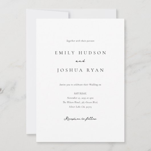 Elegant Script Fotocollage Bruiloft Kaart (Voorkant)