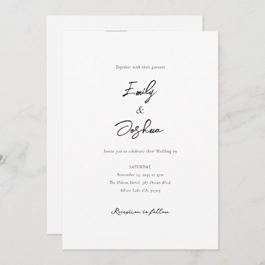 Elegant Script Fotocollage Bruiloft Kaart (Voorkant / Achterkant)