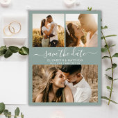 Elegant Script Fotocollage Sage Groene Bruiloft Save The Date