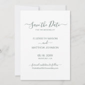 Elegant Script Fotocollage Sage Groene Bruiloft Save The Date (Achterkant)