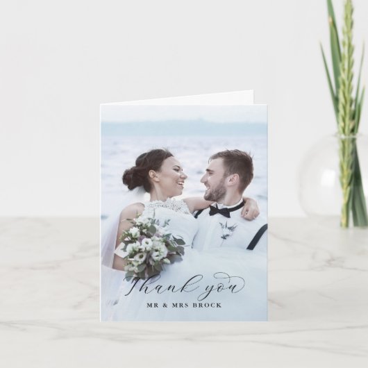 Elegant Script-fotosjabloon Fort Dank je creditcar Bedankkaart (Voorkant)