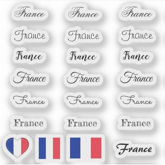 Elegant script Frankrijk & Frans Vlag /name Set Sticker (Voorkant)