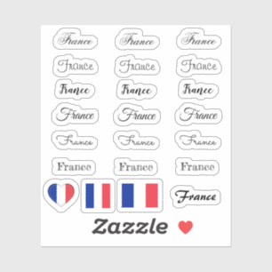 Elegant script Frankrijk & Frans Vlag /name Set Sticker