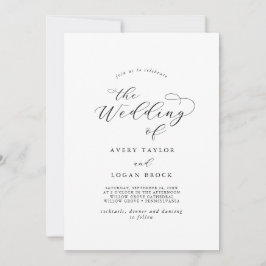 Elegant Script Front Back Wedding Kaart