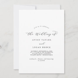 Elegant Script Front en Back the Wedding of Kaart