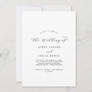 Elegant Script Front en Back the Wedding of Kaart