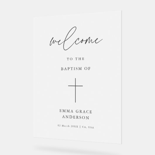 Elegant Script Frosted Doop Welkom Acryl Bord (Hoek)