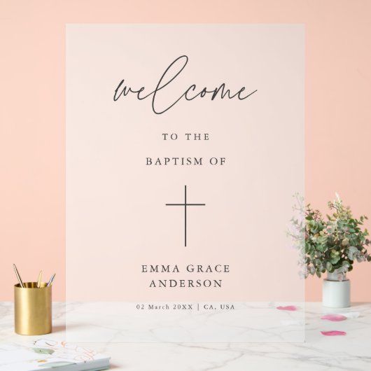 Elegant Script Frosted Doop Welkom Acryl Bord (Huwelijk)