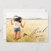 Elegant Script Full Photo Afstuderen Hartelijk dan Bedankkaart (Voorkant)