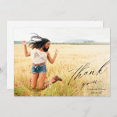 Elegant Script Full Photo Afstuderen Hartelijk dan Bedankkaart (Voorkant / Achterkant)