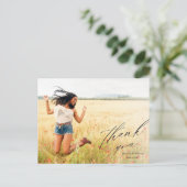 Elegant Script Full Photo Afstuderen Hartelijk dan Briefkaart (Staand voorkant)