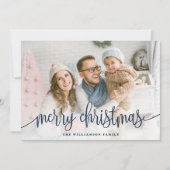 Elegant Script Full Photo Merry Kerstmarine Feestdagenkaart (Voorkant)