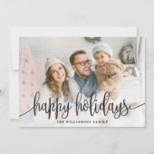 Elegant Script Full Photo Prettige feestdagen Blac Feestdagenkaart (Voorkant)