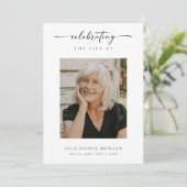 Elegant Script Funeral Ceremony Service With Photo Programmakaart (Staand voorkant)