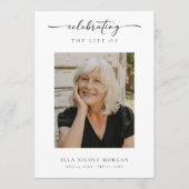 Elegant Script Funeral Ceremony Service With Photo Programmakaart (Voorkant)