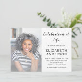 Elegant Script Funeral Photo Celebration of Life Kaart (Staand voorkant)