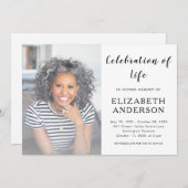 Elegant Script Funeral Photo Celebration of Life Kaart (Voorkant / Achterkant)