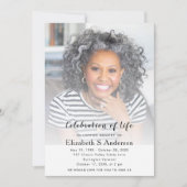 Elegant Script Funeral Photo Celebration of Life Kaart (Voorkant)