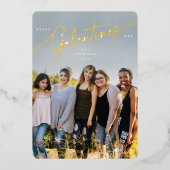 Elegant Script Galentine's Day Folie Fotokaart Feestdagenkaart (Voorkant)