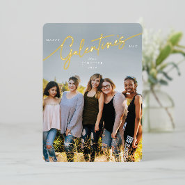 Elegant Script Galentine's Day Folie Fotokaart Feestdagenkaart
