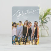 Elegant Script Galentine's Day Photo Card Feestdagenkaart (Staand voorkant)