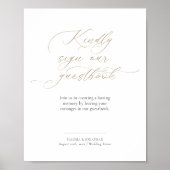 Elegant Script Gastenboek Bruiloft Tafel Teken Poster (Voorkant)