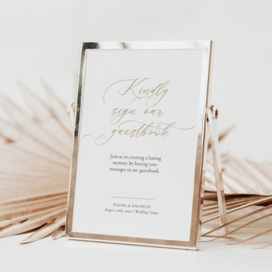 Elegant Script Gastenboek Bruiloft Tafel Teken Poster