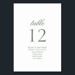 Elegant script gastennamen script bruiloft kaart<br><div class="desc">Elegant Minimalistisch Script Trouwtafelnummer met gastennamen. Ontdek het hele collectie voor een coördinaat bruiloft thema. DM voor advies of personalisatie</div>